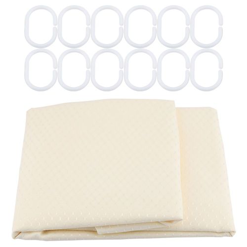HJLIAN Rideau de douche epais et impermeable avec crochets de suspension (beige 150 x 180 cm)