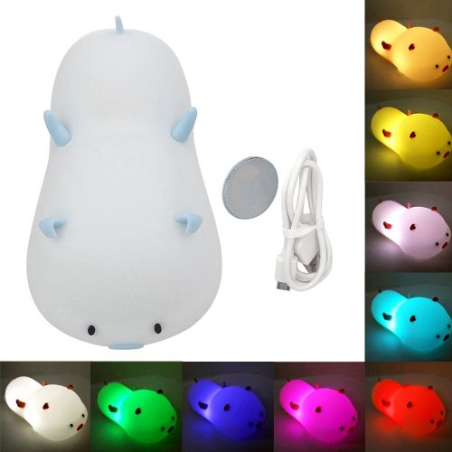 Hjlian Lampe De Chevet Magnetique A Led Avec Minuterie Et Motif Cochon Mignon, Lumiere Respirante, Bleue