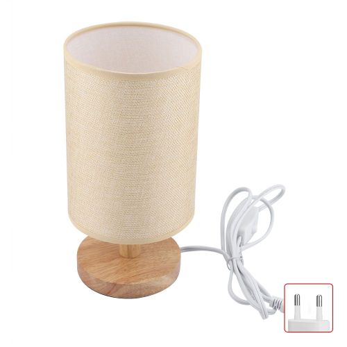 Hjlian Lampe De Chevet Led Avec Base En Bois, Ideale Pour La Chambre A Coucher Ou La Salle A Manger, 110-240 V (Jaune, Prise Ue)