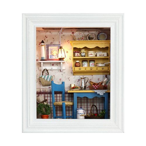 HJLIAN Kit de mini-maison de poupee a monter soi-meme, cadre photo, avec meubles, cadeaux d'anniversaire, decoration d'interieur