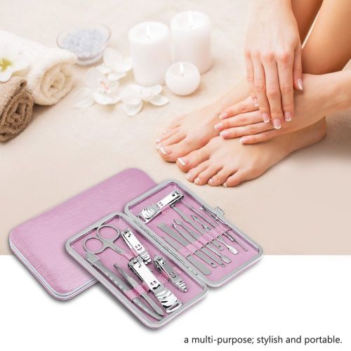 Hjlian Ensemble De 15 Ciseaux A Ongles En Acier Inoxydable, Coupe-Ongles Pour Les Mains Et Les Pieds (Rose) 