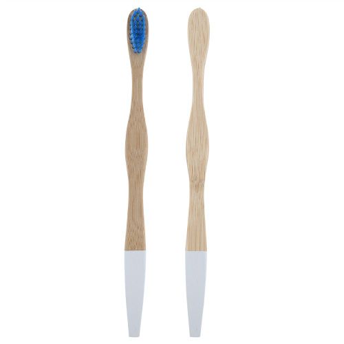 HJLIAN Brosse a cheveux souple ecologique avec manche en bambou pour adultes, soins bucco-dentaires, bleu