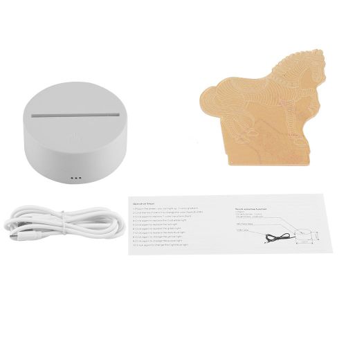 Hjlian Lampe De Table Tactile 3d Usb 4,5 V, 7 Couleurs, Base Blanche
