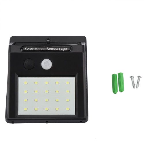 Hjlian Lampe De Jardin A 20 Led A Energie Solaire, Etanche Et Activee Par Le Mouvement, Avec Fixations