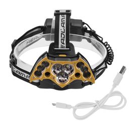 Hjlian Lampe Frontale Rechargeable Usb 11 Led Haute Luminosite Pour Camping Et Peche (Dore)