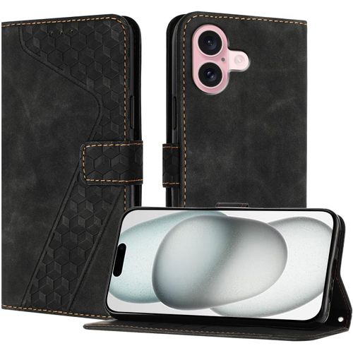 Coque Pour Iphone 16(6,1 Zoll), Etui Protection Housse Premium En Cuir Pu Portefeuille Étui Téléphone [Fermoir Magnétique] [Fentes Pour Cartes] Flip Case(Noir)