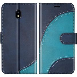 Coque Pour Galaxy J3 2017, Portefeuille Etui En Cuir Pu, Magnétique Protection Housse Coque Pour Samsung Galaxy J3 2017, Bleu
