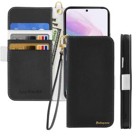 Coque Pour Samsung Galaxy A52 Rabat,Housse Samsung A52 5g/A52s 5g Clapet,Portefeuille Etui Avec Fonction Support Et Porte-Carte,Litchi Texturé Cuir/Antichoc Flip Cover Case.Noir