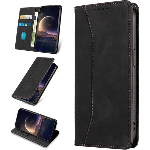 Coque Pour Iphone 16 Pro, Etui Protection Housse En Cuir Pu [Porte Cartes], Antichoc Portefeuille Étui À Rabat Flip Case Pour Iphone 16 Pro (Noir)
