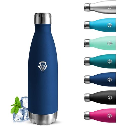 Gourde- 500ml- Gourde Isotherme, Sans Bpa, Gourde Enfant, 24h Froid & 12h Chaud, Bouteille Isotherme, Anti Fuite, Bouteille D'eau Pour L'école, Bureau, Voyage Camping, Sport, Bleu Foncé
