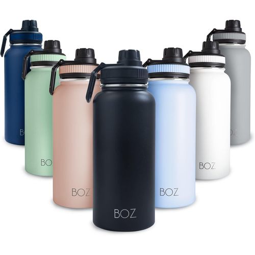 Gourde Isotherme En Acier Inoxydable 1l, Sans Bpa, Isolation Sous Vide | Gourde Inox Avec Couvercle Anti Germe, Bouteille D'eau 1 Litre Pour Bureau, Sport, Voiture, Randonnée, Gym (Noir Mat)