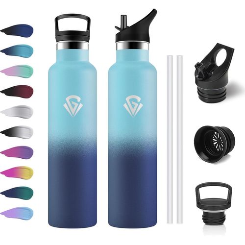 Bouteille Isotherme 1l, Gourde Inox Avec Paille, Étanche & , Gourde Acier Inoxydable À Double Paroi Isolée, Sans Bpa, Gourde Pour Enfant, Adultes, Sport, Voyage, École, Cyclisme