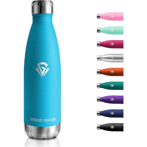 Gourde Inox 500ml, Sans Bpa, Bouteille Étanche, Bouteille D'eau Acier Inoxydable À Double Paroi , Bouteille Isotherme Pour Bureau, École, Randonnée, Sport, Voyage, Enfant Ou Adulte