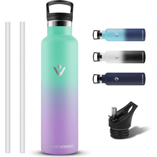 Gourde- 1l- Gourde Isotherme, Sans Bpa, Gourde Paille, Double Isolation, Gourde Sport, Acier Inoxydable 18/8, Gourde Acier Inoxydable, Anti Fuite, Bouteille D'eau Pour Randonnée, Camping, Aptitude