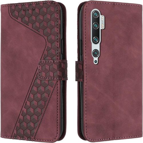 Coque Pour Xiaomi Mi Note 10/Mi Note 10 Pro/Xiaomi Mi Cc9 Pro, Etui Protection Housse Premium En Cuir Pu Portefeuille Étui Téléphone [Fermoir Magnétique] [Fentes Pour Cartes] Flip Case(Rouge
