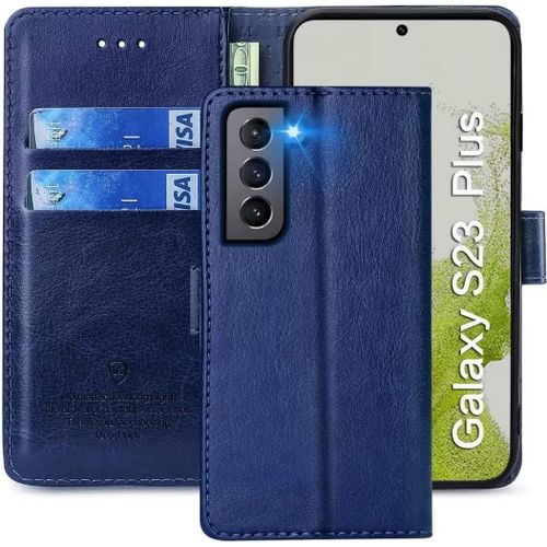 Coque Pour Samsung Galaxy S23 Plus, Étuis À Rabat Samsung Galaxy S23 Plus,Premium Pu Etui Housse En Cuir Portefeuille De Protection Magnétique Pour Samsung Galaxy S23 Plus,Bleu