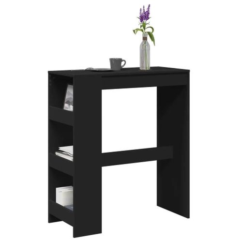 Table De Bar Avec Étagères Noir Bois D'ingénierie