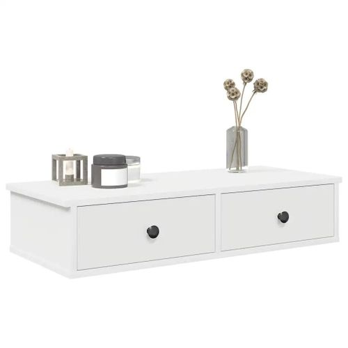 Étagère Murale Avec Tiroirs Blanc 80x31x17 Cm Bois D'ingénierie