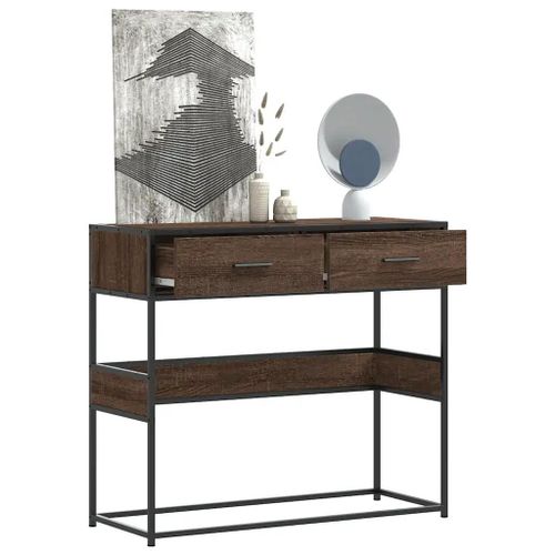 Table Console Chêne Marron 90x35x80 Cm Bois D'ingénierie
