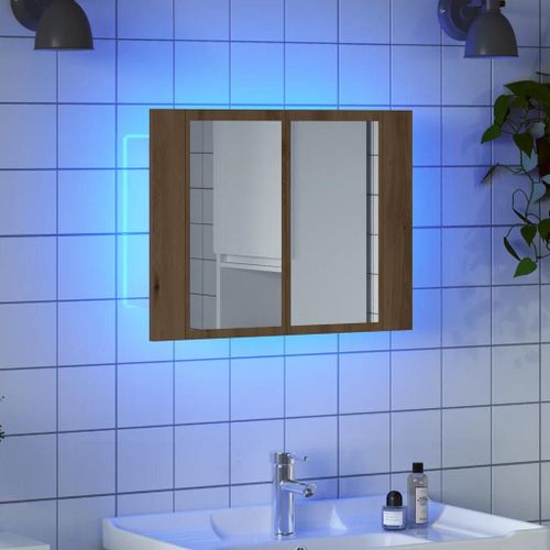 Armoire À Miroir Led Chêne Artisanal 60x12x45cm Bois Ingénierie