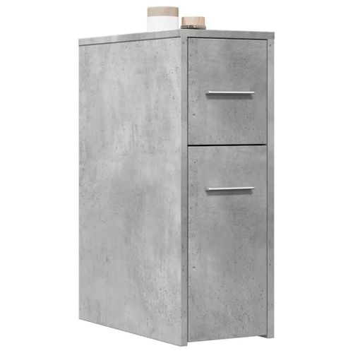 Armoire De Salle De Bain Étroite Avec Roulettes Gris Béton