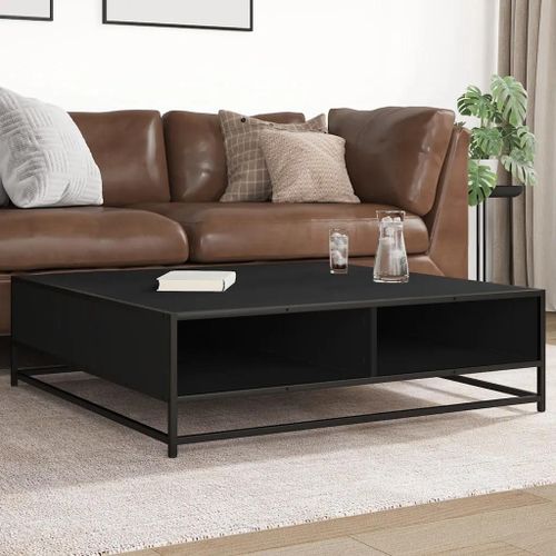 Table Basse Noir 100x100x30 Cm Bois D'ingénierie Et Métal