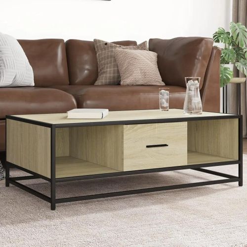 Table Basse Chêne Sonoma 100x57x35cm Bois D'ingénierie Et Métal