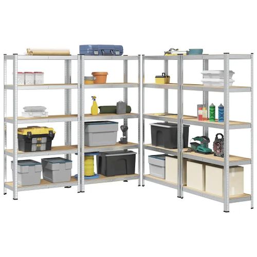 Étagères De Rangement À 5 Niveaux 4 Pcs Acier Bois D'ingénierie