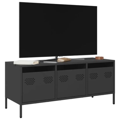 Meuble Tv Noir 101,5x39x43,5 Cm Acier Laminé À Froid
