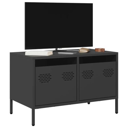 Meuble Tv Noir 68x39x43,5 Cm Acier Laminé À Froid