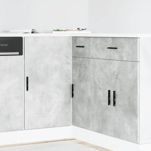 Meuble Bas Du Lavabo ""Lyon"" Gris Béton Bois D'ingénierie