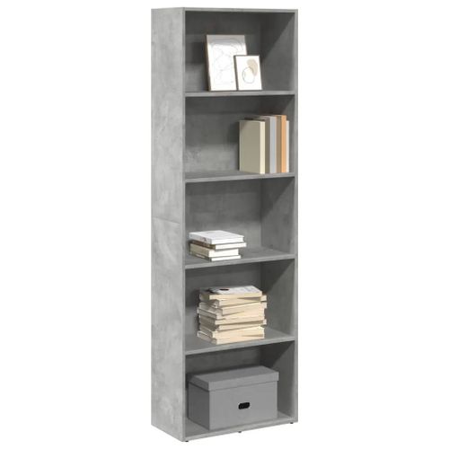 Bibliothèque Gris Béton 60x30x189 Cm Bois D'ingénierie