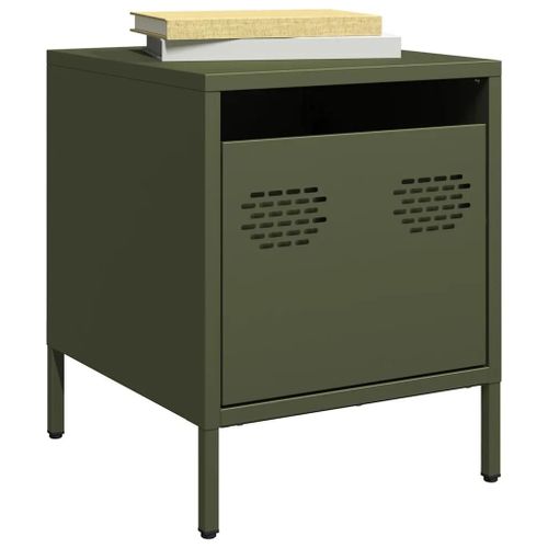 Tables De Chevet 2 Pcs Vert Olive 35x39x43,5 Cm Acier