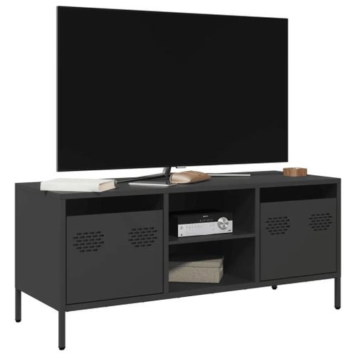 Meuble Tv Noir 101,5x39x43,5 Cm Acier Laminé À Froid