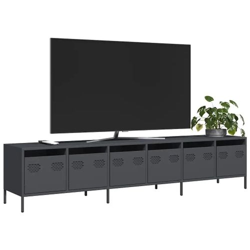 Meuble Tv Anthracite 202x39x43,5 Cm Acier Laminé À Froid
