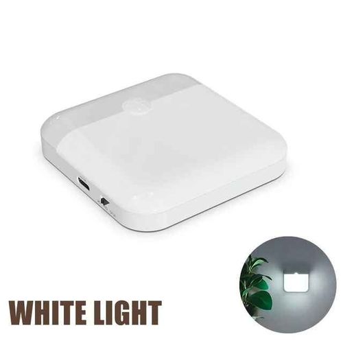 Lumière de capteur de mouvement Led USB TYPE-C charge lampe carrée pour chambre cuisine escalier couloir garde-robe Chi conseil éclairage veilleuse - Type Cold White-1PCs