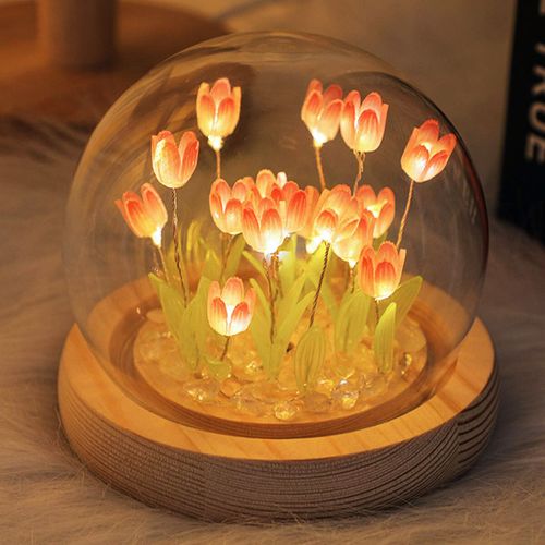 Tulipe Veilleuse À Piles Tulipe Fleur Lampe De Table Bricolage Simulation Tulipe Led Veilleuse À La Main Lampe De Chevet - Type Pink-20pcs Flower