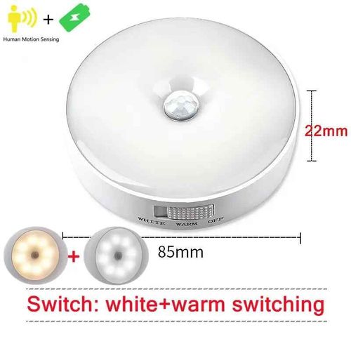 LED corps humain Induction veilleuse USB charge capteur intelligent lampe chevet chambre maison couloir éclairage 8 LED Mini applique murale - Type White Warm Switch-8 PCS