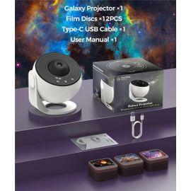 Projecteur d'étoiles Projecteur de planétarium veilleuse 360 ° Projecteur de galaxie rotatif pour décoration de pièce,lampe de Projection de ciel étoilé - Type White-Black #B