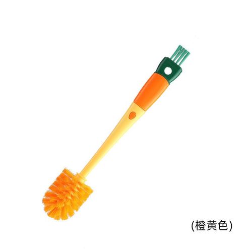Brosse Polyvalente Cinq En Un À Long Manche,Pour Bouteille De Lait,Couvercle De Tasse,Rainure,Livres,Paille - Type Yellow 4 In One