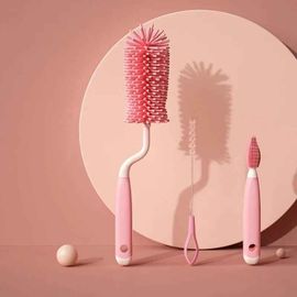 Ensemble D'outils De Nettoyage À 360 Degrés,Tasse En Verre,Brosse De Nettoyage De Cuisine,Brosse De Nettoyage De Bouteilles En Silicone,Sucette Pour Bébé,Épurateur De Paille - Type Pink