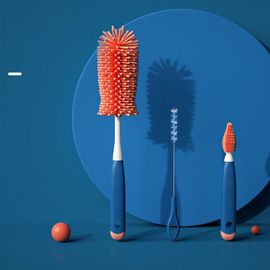 Brosse De Nettoyage De Bouteilles En Silicone,Sucette Pour Bébé,Épurateur De Paille,Tasse En Verre À 360 Degrés,Brosse De Nettoyage,Ensemble D'outils De Nettoyage De Cuisine - Type Set2 Blue