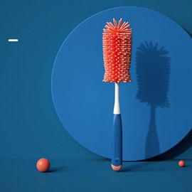 Brosse De Nettoyage De Bouteilles En Silicone,Sucette Pour Bébé,Épurateur De Paille,Tasse En Verre À 360 Degrés,Brosse De Nettoyage,Ensemble D'outils De Nettoyage De Cuisi - Type Straight Brus-Blue