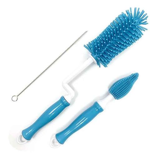 Brosse De Nettoyage De Bouteilles En Silicone,Sucette Pour Bébé,Épurateur De Paille,Petite Brosse,Tasse En Verre À 360 Degrés,Ensemble D'outils De Nettoyage De Cuisine - Type Blue