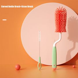 Ensemble De Brosses En Silicone Pour Bouteille Et Livres,Accessoires Pour Bébé,Longue Poignée,Gobelet En Verre,Récureur De Paille,Nettoyant De Sucette,Résistant À 360 - Type 2pcs Green #B