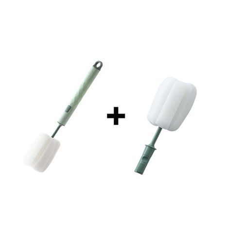 Éponge Amovible Biberon Tasse Brosse Longue Poignée Bouteille De Verre Lavage Nettoyage Brosses Nettoyant Goupillon Escova De Garrafa - Type 2 Pcs Green