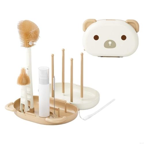 Brosses Pour Biberon En Silicone 6 En 1,Adapté Aux Voyages,Avec Étui Rangement - Type Milk Coffee White