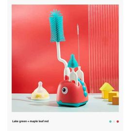 Ensemble De Brosses De Nettoyage De Bouteilles En Silicone 3 En 1,Brosse En Paille Pour Sucette Pour Bébé,Outils De Nettoyage De Cuisine En Verre À 360 Degrés,Accessoires Pour Bébé - Type Rouge