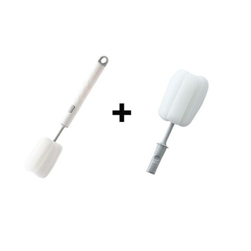 Éponge Amovible Biberon Tasse Brosse Longue Poignée Bouteille De Verre Lavage Nettoyage Brosses Nettoyant Goupillon Escova De Garrafa - Type 2 Pcs White Gray