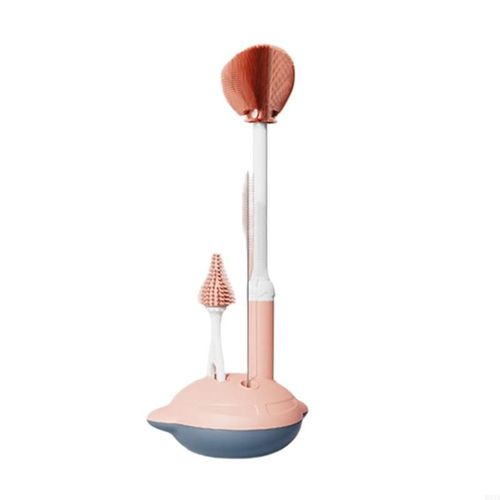pinceaux à biberon à 3 pièces pratiques pour maison l'outil nettoyage d'utilisation des voyages - Type Shantou pink